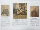 an old photo of a group of people sitting on a bench