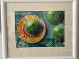 a picture of a painting of a bowl of fruit