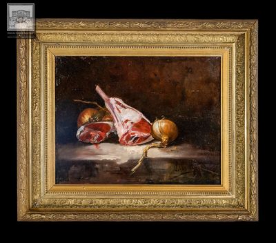 Luigi Olivetti, "Nature morte", huile sur toile, signé en ba…