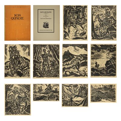 une série de douze dessins en noir et blanc représentant des personnes dans les bois