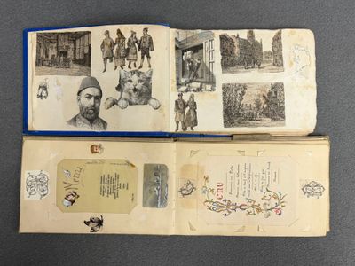 Album type amicorum reunissant des menus, et carnet d'images…
