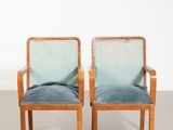 paire de fauteuils Art déco avec assises recouvertes de velours bleu