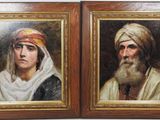 two paintings of a man and a woman wearing turbans