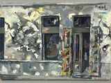 une peinture sur le mur d'un immeuble muni d'une porte
