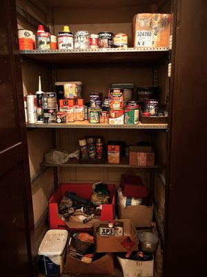 a pantry with a lot of food on the shelves