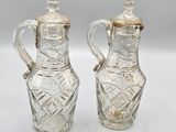 pair of antique cut glass vases with lids