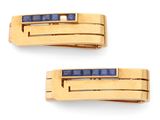 paire de broches en or et lapis-lazuli, ornées de saphirs