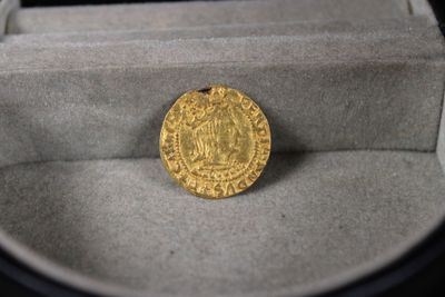 une image représentant une pièce d'or posée dans une boîte sur une table