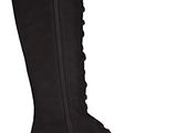 the tall boots are black and have a zipper on the side