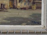 a picture of a painting of a street scene in a frame