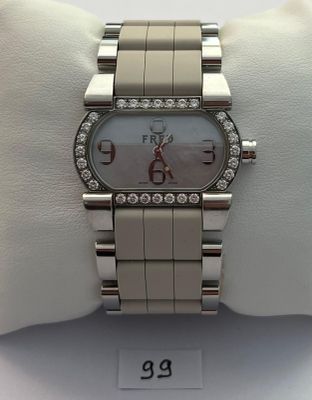 Montre en acier, signée - FRED Paris - MOVE 1 - Cadran serti…