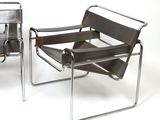 pair of chrome and leather lounge chairs by marcel knoller