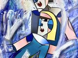 painting of a woman carrying a child on her back in the ocean