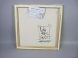 drawing of a chair with a note attached to the back of it