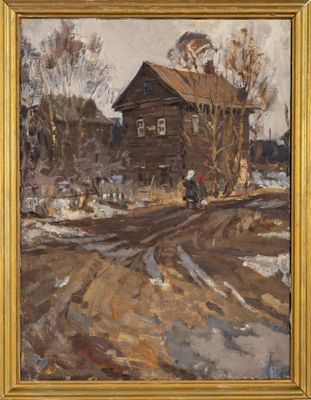 une image représentant un tableau d'une maison par temps de neige