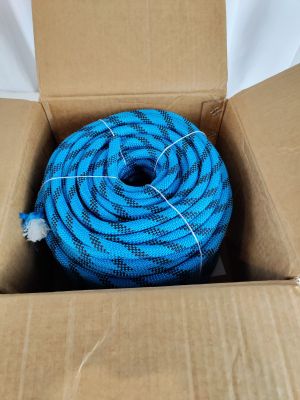 a box with a blue hose inside of it