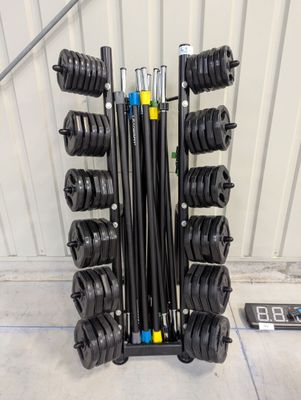 LOT DE BARRES lestées et barres PUMP LEADERFIT'  avec poids et support - Photo 1