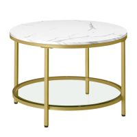 10798-857 / Table Basse - VASAGLE - Blanc Marbré et Doré Cla…