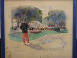 tableau représentant un homme en uniforme militaire debout dans un parc