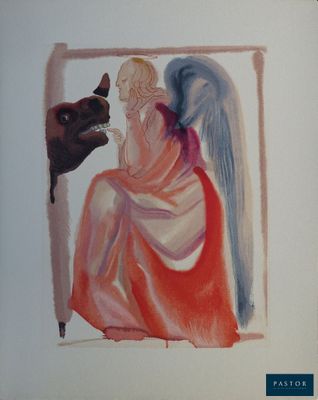 a picture of a painting of an angel and a bear