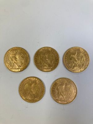 six souverains d'or de l'Empire britannique