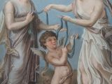 an image of a painting of three women and a baby