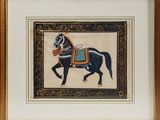 painting of a man riding a horse with a saddle