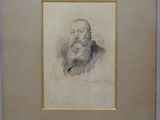 un vieux dessin représentant un homme barbu, encadré