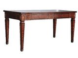 une table en bois avec un plateau en marbre