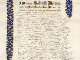 un ancien manuscrit comportant des inscriptions et un sceau rouge