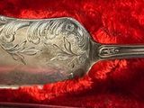 a silver spoon sitting in a red velvet case