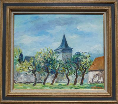 DUBOC J.J, "Eglise de Sotteville sur mer", huile sur toile, …
