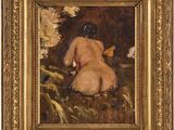 l'image d'un tableau représentant une femme nue dans un cadre doré