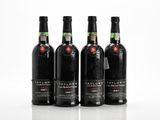 three bottles of taylor ' s red wine sit side by side on a white surface