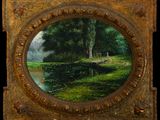 an image of a painting of a man fishing on a lake