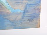 a picture of a painting of a person on a surfboard