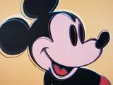 painting of a mickey mouse with a smile on it ' s face