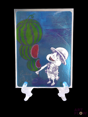 une photo d'un tableau représentant un enfant tenant une fleur