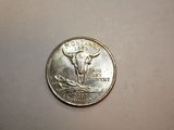 a coin with a bull head on it sitting on a table