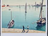 une image d'une peinture de bateaux dans l'eau