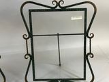 pair of antique wrought iron and glass mirrors with stand