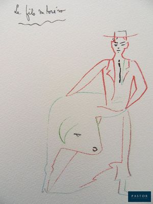 dessin représentant un homme en costume-cravate debout à côté d'un ours