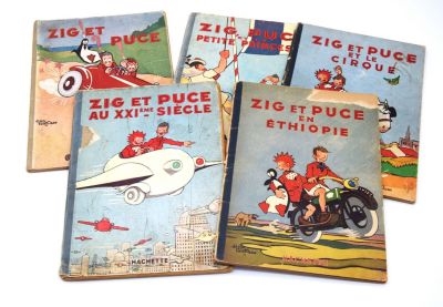 Alain Saint-Ogan. Zig et Puce, réunion de 5 albums. - Photo 1