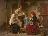 a painting of a group of people in a living room
