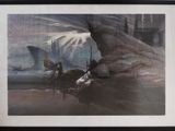 painting of a man riding a horse on a beach next to a boat