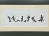 une photo d'une photo montrant une famille en train de promener ses chiens