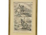an image of a drawing of a man on a horse and a man on a horse