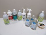 many different types of cleaning products on the counter