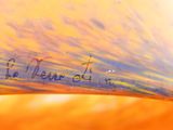 a close up of a piece of glass with writing on it