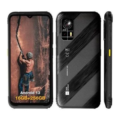 un téléphone noir sur lequel est représenté un homme en train de grimper